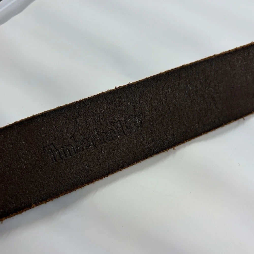 Timberland Brown Genuine Leather Belt Men's Size 34 Brown Top Stitching